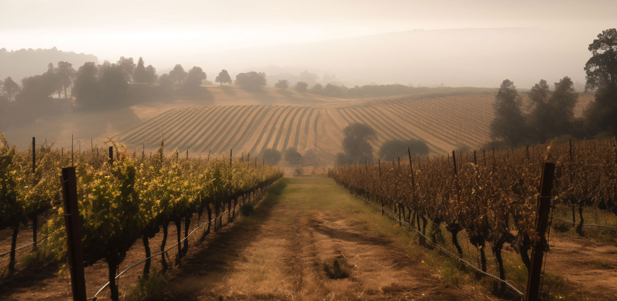 Hazel & Axe vineyard at dusk